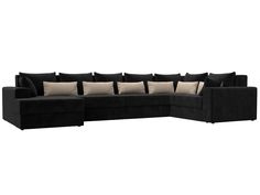 Диван П-образный Лига Диванов Майами левый угол 405х230х90 см, черный\черный\бежевый