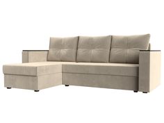 Угловой диван Лига Диванов Атланта Лайт Б/С левый угол 227х141х90 см, бежевый