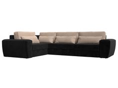 Угловой диван Лига Диванов Лига-008 Long левый 340х242х94 см, черный\бежевый