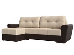 Угловой диван Лига Диванов Амстердам левый угол 245х147х85 см, бежевый\коричневый