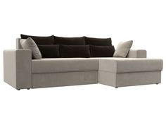 Угловой диван Лига Диванов Майами правый угол 250х160х80 см, бежевый\коричневый