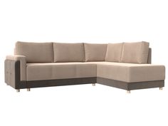 Угловой диван Лига Диванов Лига-024 правый угол 240х195х80 см, бежевый\коричневый