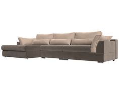 Угловой диван Лига Диванов Пекин Long угол левый 372х165х90 см, коричневый\бежевый