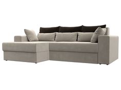 Угловой диван Лига Диванов Майами левый угол 250х160х80 см, бежевый\коричневый\бежевый