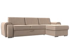 Угловой диван Лига Диванов Лига-025 правый угол 268х160х88 см, бежевый\коричневый