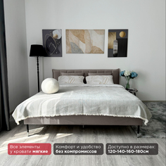 Кровать Redsofa Стелла серый Шайн / ножки хром 140х200 с ортопедическим основанием