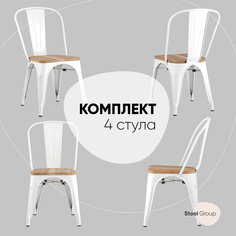 Стул для кухни обеденный Stool Group TOLIX WOOD белый глянцевый комплект 4 стула