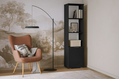 Стеллаж Салерно NEW 1 Черный для книг 50x190x36 Мегамебель