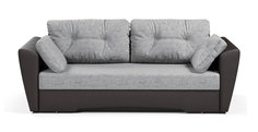 Диван-кровать 4Home Амстердам, 235х97х85 см, рогожка Gray, экокожа Brown, Еврокнижка