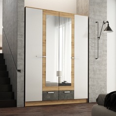 Шкаф распашной Адель 1.6 Эра с полками Дуб Вотан/Белый гладкий 3067 ERA