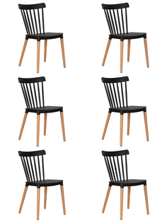 Стул DOBRIN THEO 6 шт ножки светлый бук, цвет черный B-03