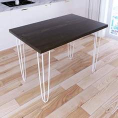 Стол кухонный Solarius Loft металл-дерево 120x75х75,цвет темного дуба, белые ножки-шпильки