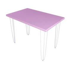 Стол кухонный Solarius Loft металл-дерево 110x60х75, розовый, белые ножки-шпильки