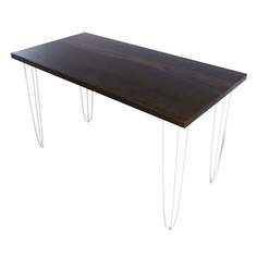 Стол кухонный Solarius Loft металл-дерево 130х80х75, темный дуб с белыми ножками-шпильками