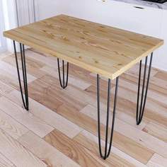 Стол кухонный Solarius Loft металл-дерево 120x80х75, без шлифовки, черные ножки-шпильки