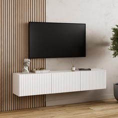Тумба под телевизор A A-MEBEL Глэйсер 149x29x30 см белая
