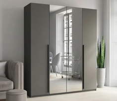 Шкаф распашной QualisMebel Brown Cuatro M 1700х600х2300, графит