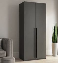 Шкаф распашной QualisMebel Fiona 4 800х550х2200, графит
