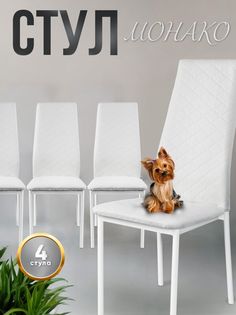 Стул для кухни Монако 4 шт, белый, белые ножки No Brand