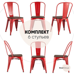 Стул для кухни обеденный Stool Group TOLIX WOOD красный глянцевый комплект 6 стульев