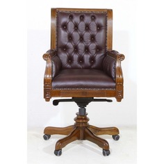 Кресло руководителя Classica mebel 57х62х106 см бордовая кожа Итальянский орех