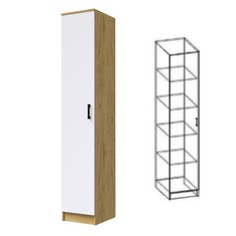 Шкаф Соло 400х490х2200дуб вотан/белый гладкий No Brand