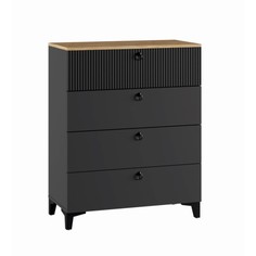 Комод Ника, 800х410х916, Графит/Дуб/Эйфория МДФ 10640036 No Brand