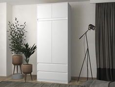 Шкаф книжный QualisMebel Chelsea 1-1 1100х500х2800, Белый