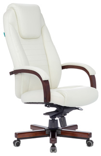 Кресло руководителя Бюрократ T-9923WALNUT/IVORY слоновая кость кожа крестовина дерево