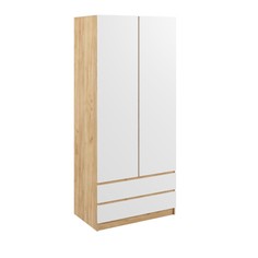 Шкаф 2х ств Бетти с 2-мя ящиками, 900х500х2100, Дуб крафт золотой/Белый Клик Мебель