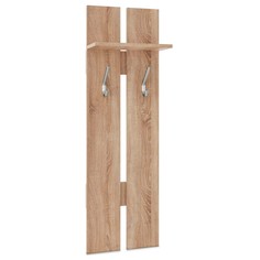 Вешалка настенная деревянная HESBY Nordik с полкой и крючками, 123х38х21см, дуб сонома