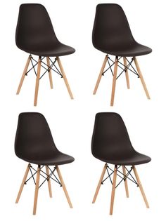Стул для кухни СтулБержи EAMES DSW, деревянные ножки, 4 шт., горький шоколад
