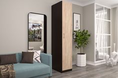 Шкаф FURNISTYLE Лайф 40х60х215 Венге/Дуб сонома