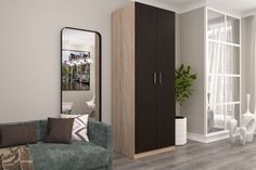 Шкаф FURNISTYLE Лайф 80х60х215 Дуб сонома/Венге