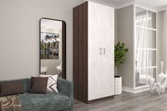 Шкаф FURNISTYLE Лайф 80х60х215 Дуб экспрессив/Северное дерево