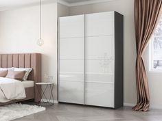 Шкаф-купеЕ1 Прайм Белый Глянец/доводчики 160х57х230, Серый диамант