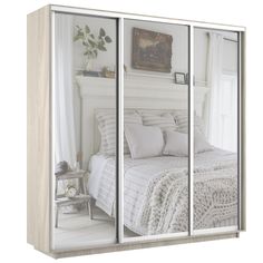 Шкаф-купеЕ1 Экспресс зеркала 180х60х240, Ясень Шимо Светлый