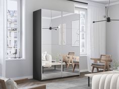 Шкаф-купеЕ1 Прайм Зеркало/доводчики 160х57х230, Серый диамант