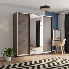 Шкаф-купеЕ1 Экспресс ДСП/Зеркало/ДСП 210х60х240, Бетон