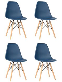 Стул для кухни СтулБержи EAMES DSW, деревянные ножки, 4 шт., сапфир