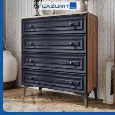 Комод Lazurit Artnuvo 4 ящика на ножках 76х35х87 синий яблоня беллуно Лазурит