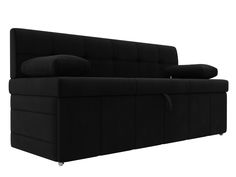 Диван кухонный Лига Диванов Лео 180x65x82, микровельвет, черный