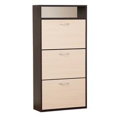 Обувница Приветливая-1, 600х222х1232 Венге темный/венге светлый Клик Мебель