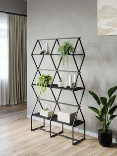 Стеллаж KM LOFT Ромбо СтL черный/черный лофт для дома в гостинную перегородка