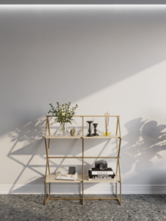 Стеллаж KM LOFT Ромбо СтМ золотой/дуб сонома лофт для дома в гостинную перегородка