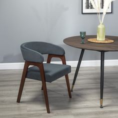 Стул Helvant Benkster Grey серый / Темный орех