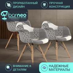 Стулья для кухни BarneoPro N-14 Patchwork 95233V3 рогожка черно-белый, комплект 3 шт