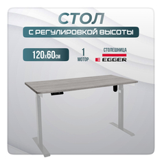 Компьютерный стол с регулировкой высоты LuxAlto, E6, 34378, 120x60, Бежево-серый/Серый