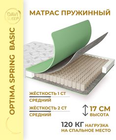 Матрас пружинный DAVI SLEEP Optima SpringBasic 185х200 анатомический