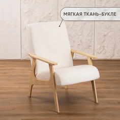 Кресло для отдыха Axioma.woodshop Винтаж букле, светлый дуб/белый